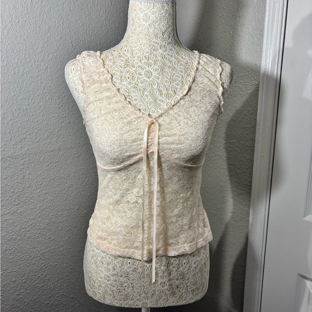Sheer Lace Camisole Top in Soft Cream